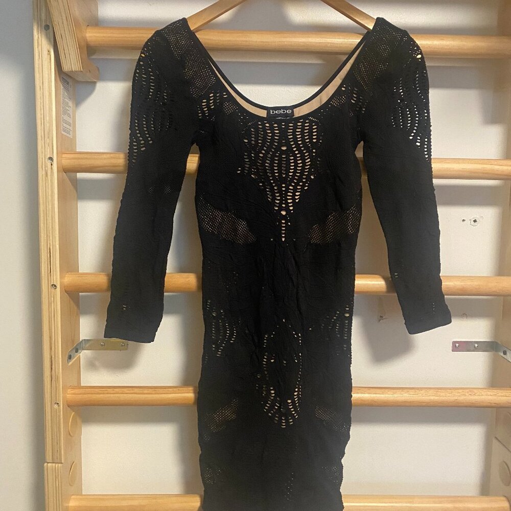 bebe Black lace overlay dress